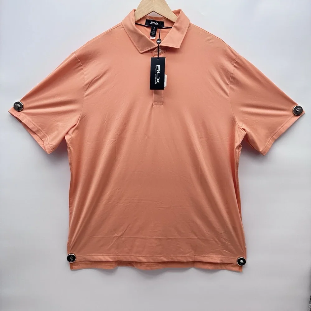 RLX Ralph Lauren Gold Concept 1 Red Mens XL Solid Golf Shirt Lightweight